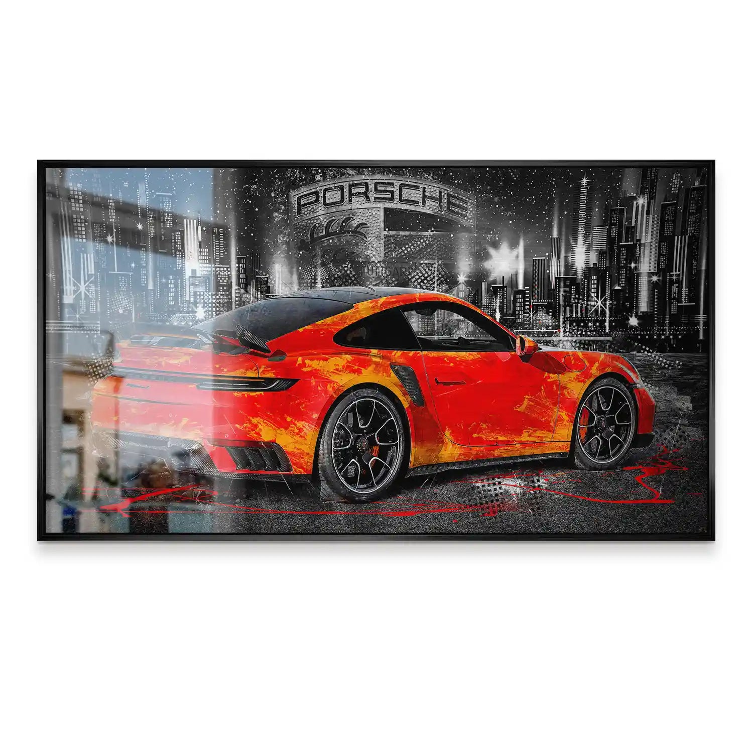 Porsche 911 Turbo Abstrakt Orange Alu Gebürstet INGALERIE