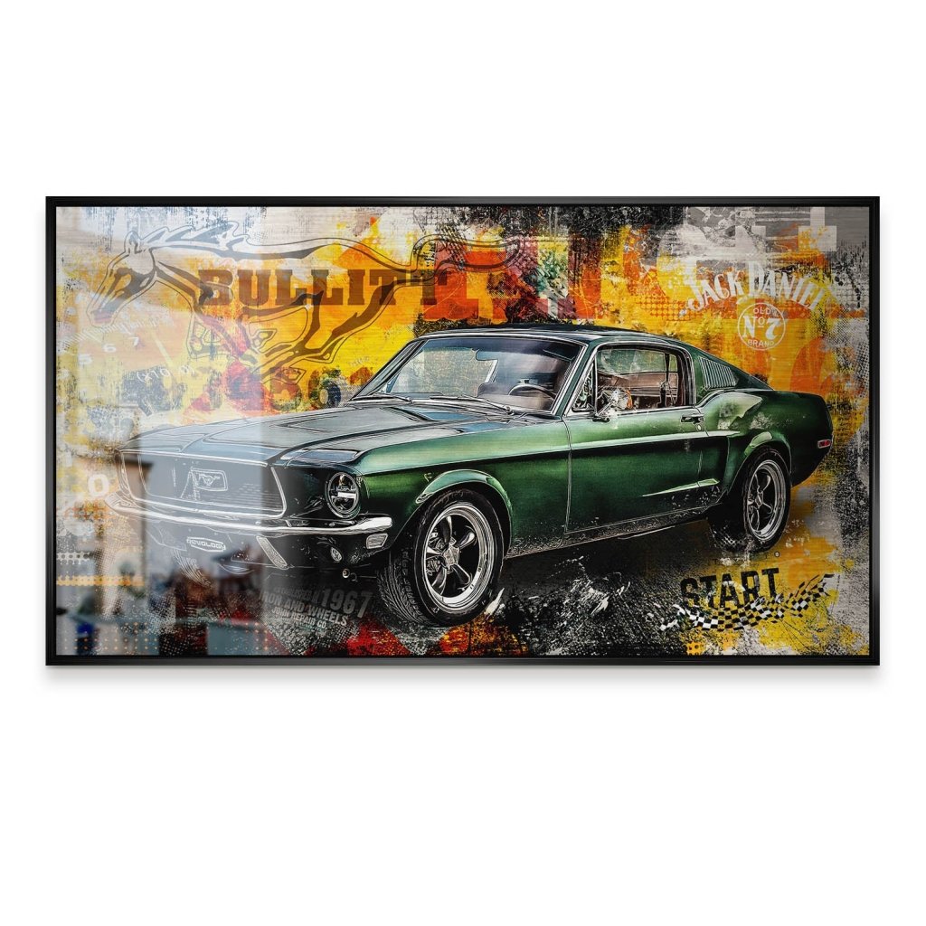 Ford Mustang Bullitt Pop Art Alu Gebürstet INGALERIE