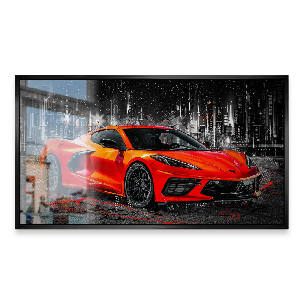 Corvette C8 Abstrakt Rot Alu Gebürstet INGALERIE