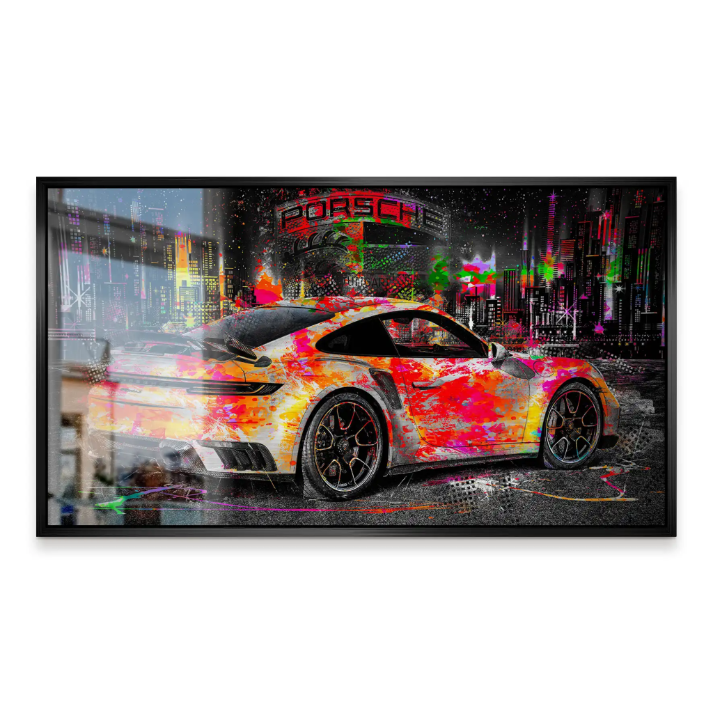 Porsche 911 Turbo Pop Art Style Alu Gebürstet INGALERIE