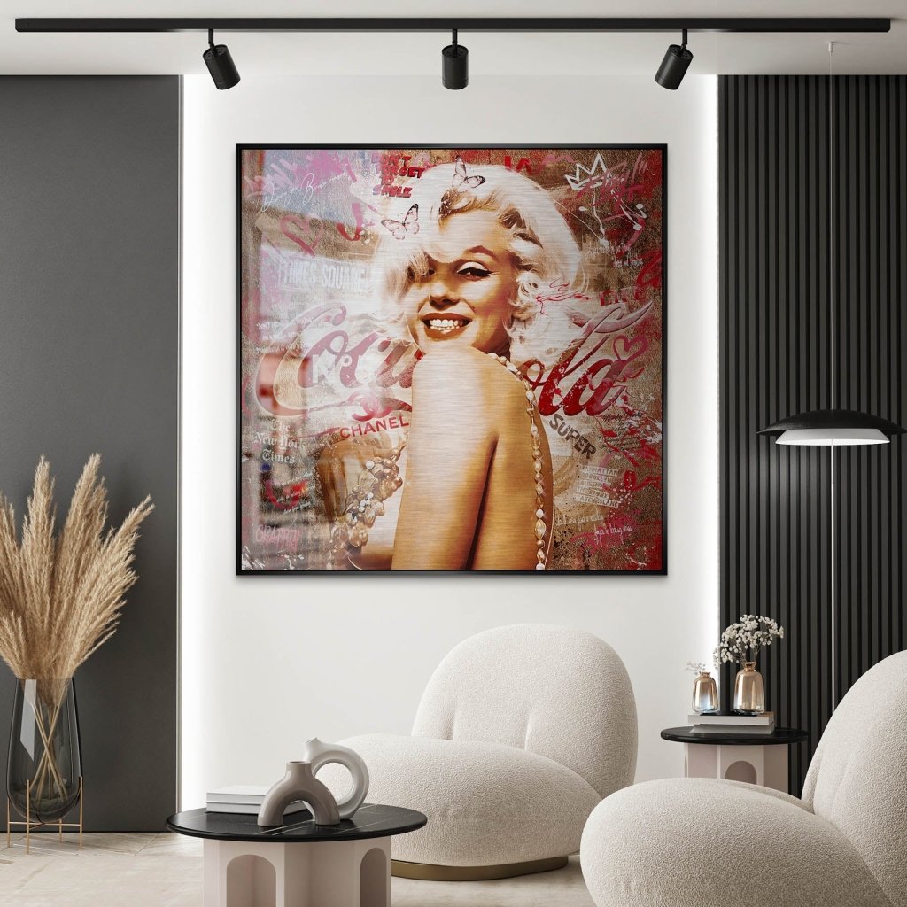 Marilyn Monroe Graffiti Retro Style Alu Gebürstet Bild INGALERIE