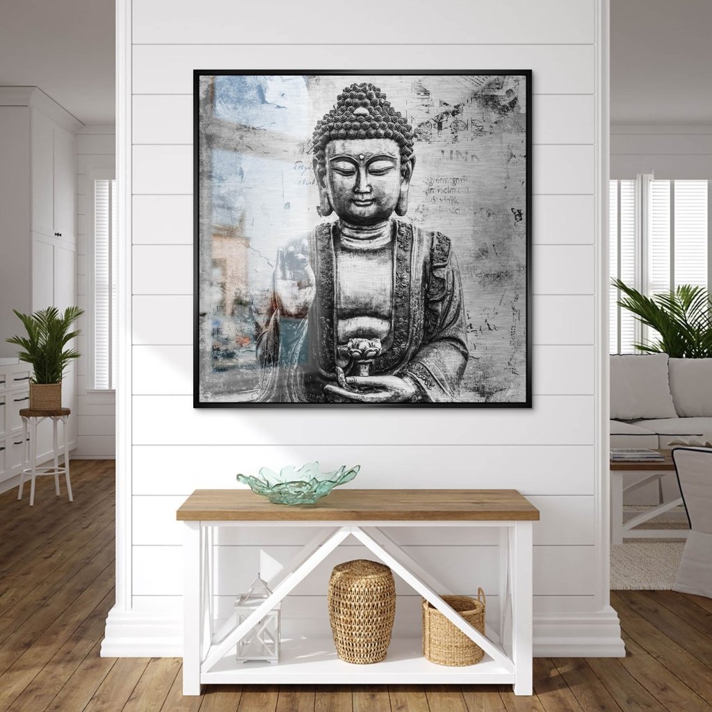 Buddha Abstrakt Black & White Alu Gebürstet Bild INGALERIE