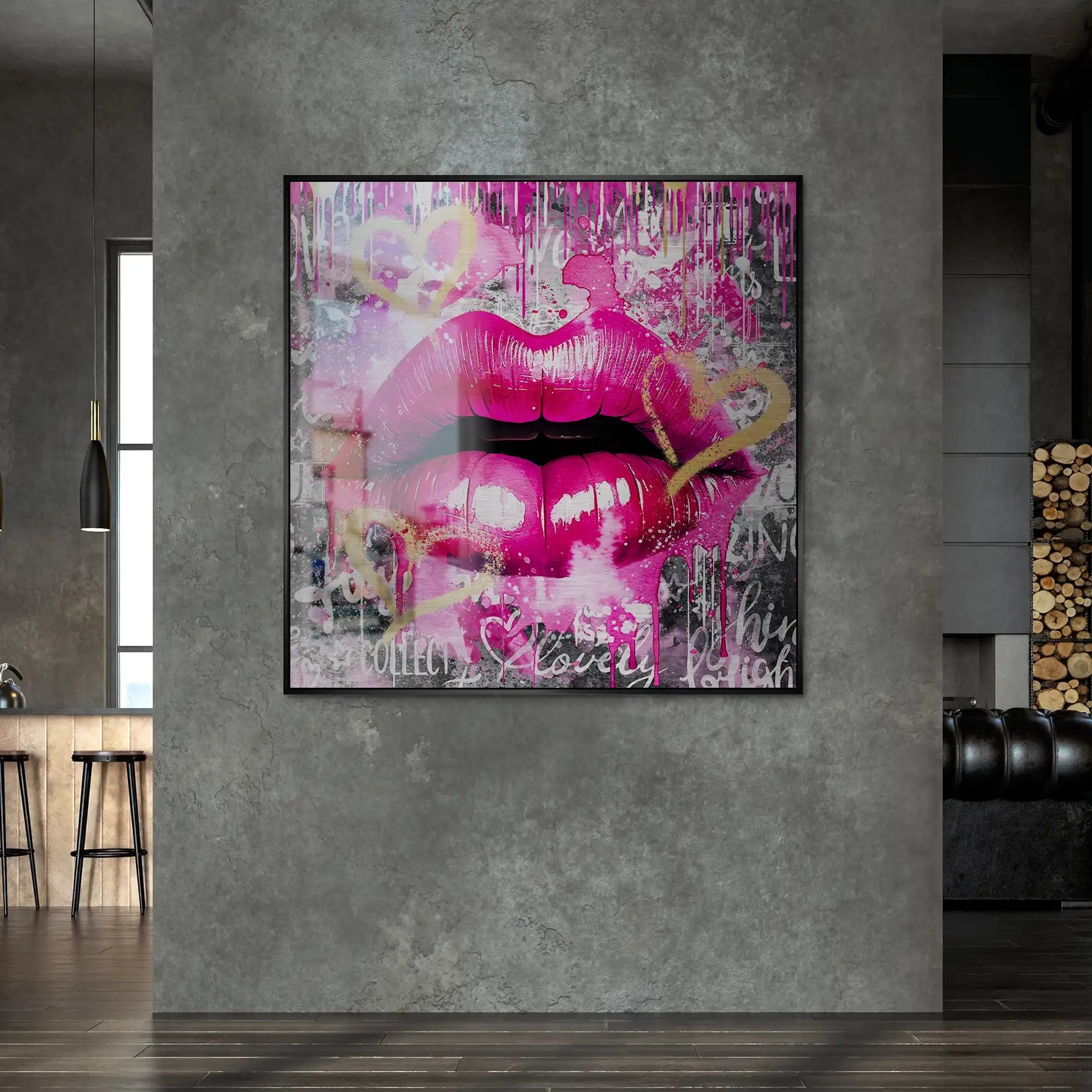 Sweet Lips Dark Style Alu Gebürstet Bild INGALERIE