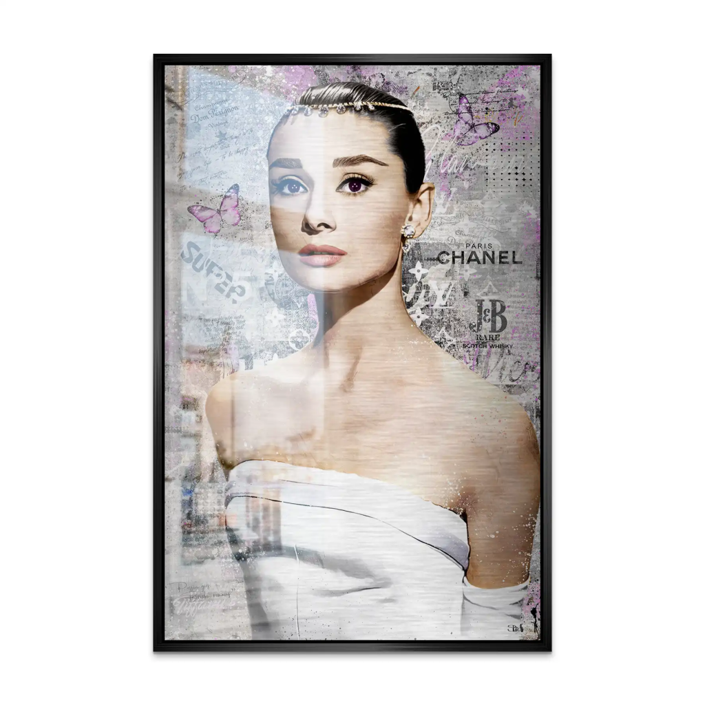 Audrey Hepburn Silver Style Pop Art AluDibond Gebürstet INGALERIE