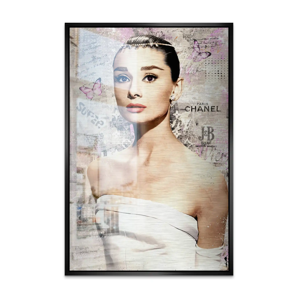 Audrey Hepburn Modern Style Pop Art AluDibond Gebürstet INGALERIE