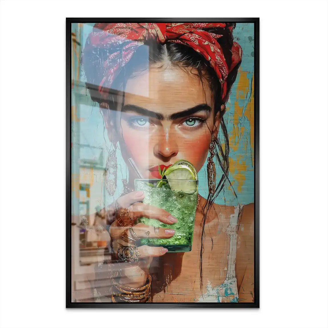 Frida Kahlo Mint Alu Dibond Bild gebürstet