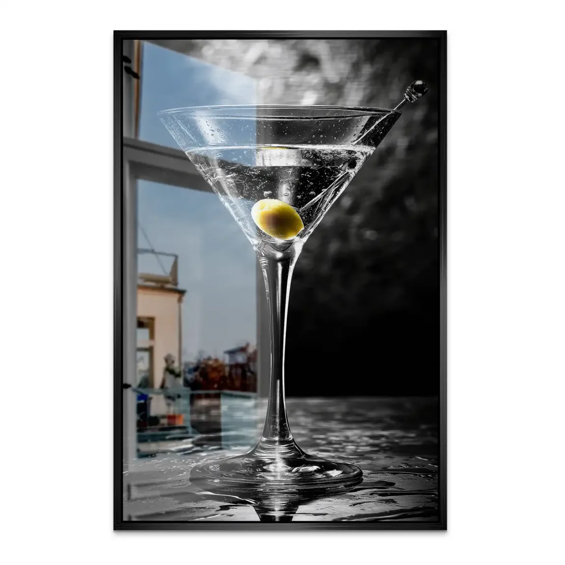 Martini Glas Noir Alu Dibond Bild gebürstet