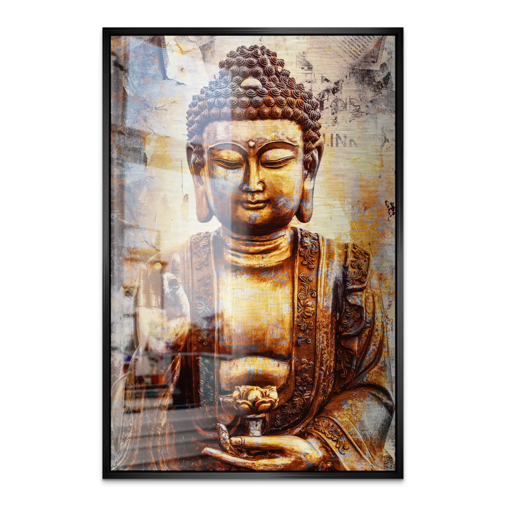 Buddha Retro Style AluDibond Gebürstet INGALERIE