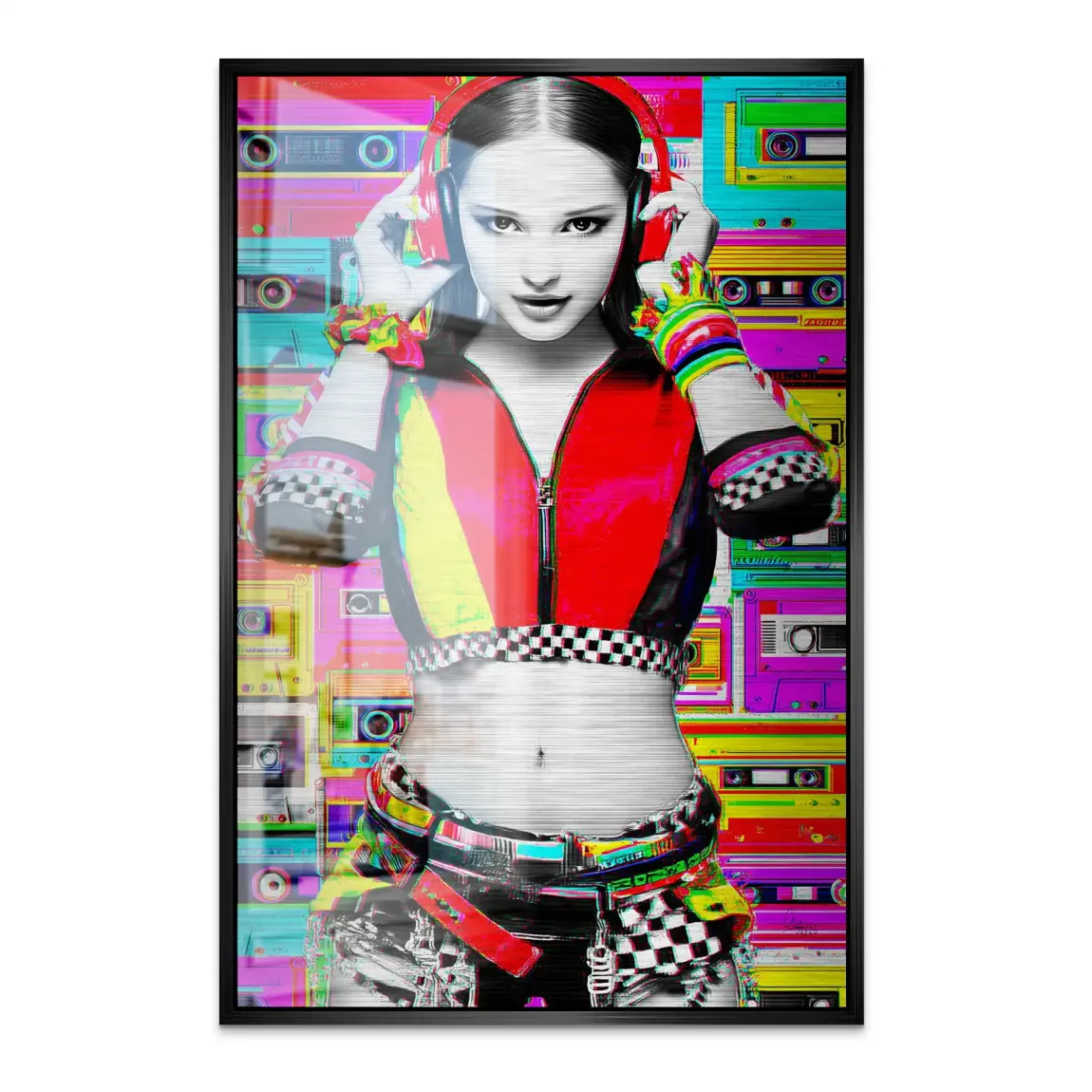 Retro DJ Girl Alu Dibond Bild gebürstet