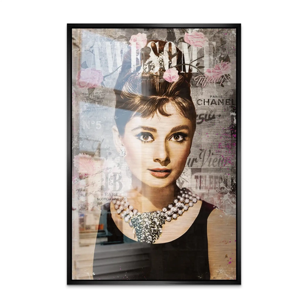 Audrey Hepburn Awesome Retro Pop Art AluDibond Gebürstet INGALERIE