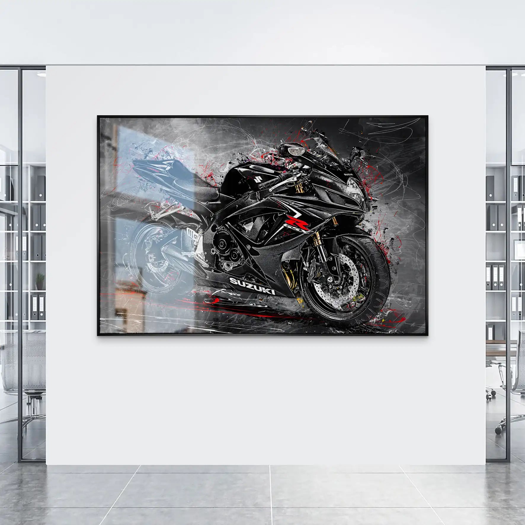 Suzuki GSXR 600 Abstrakt Black AluDibond Gebürstet INGALERIE