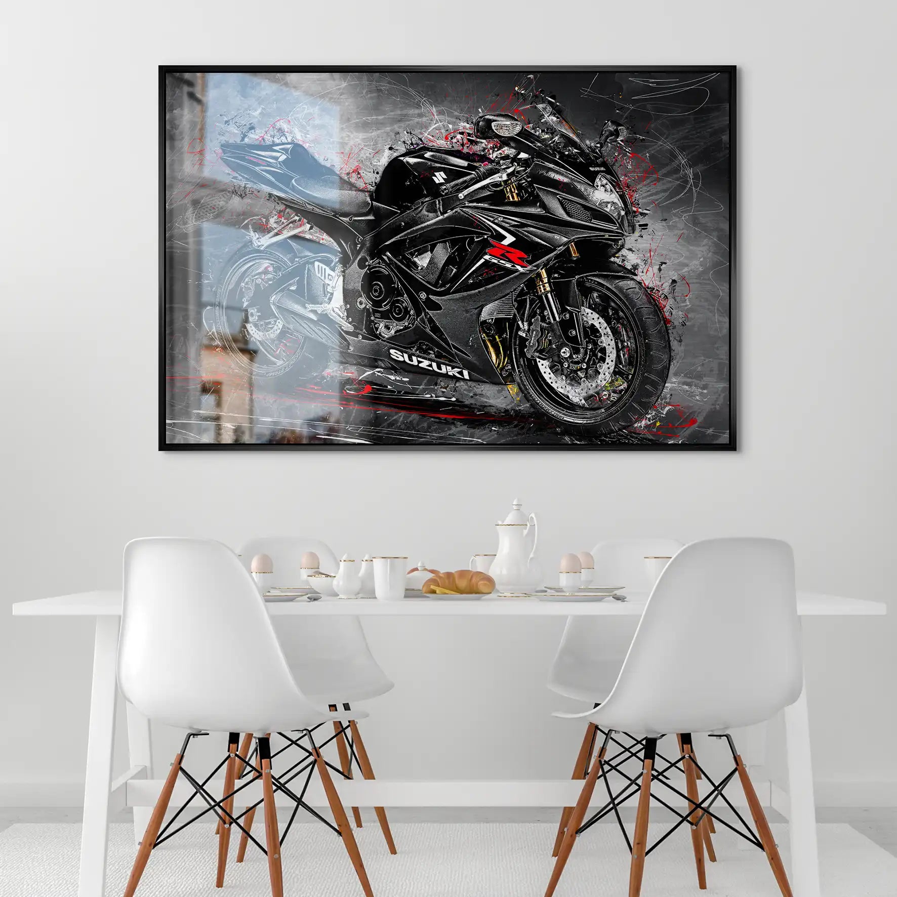 Suzuki GSXR 600 Abstrakt Black AluDibond Gebürstet INGALERIE