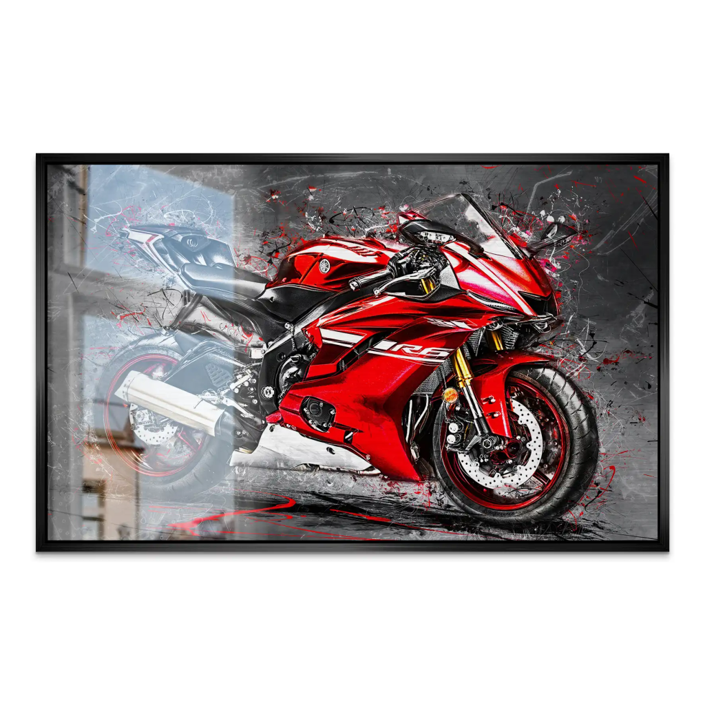 Yamaha R6 Abstrakt Rot AluDibond Gebürstet INGALERIE