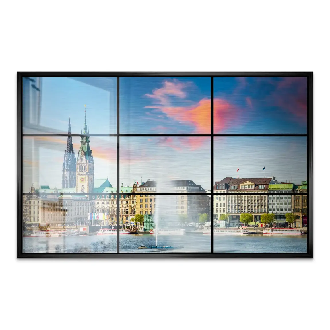 Sunset View Hamburg AluDibond Gebürstet