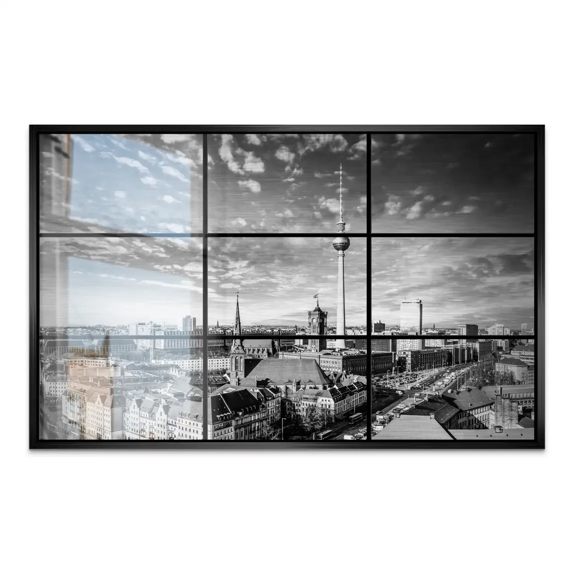 Berlin Skyline Noir AluDibond Gebürstet