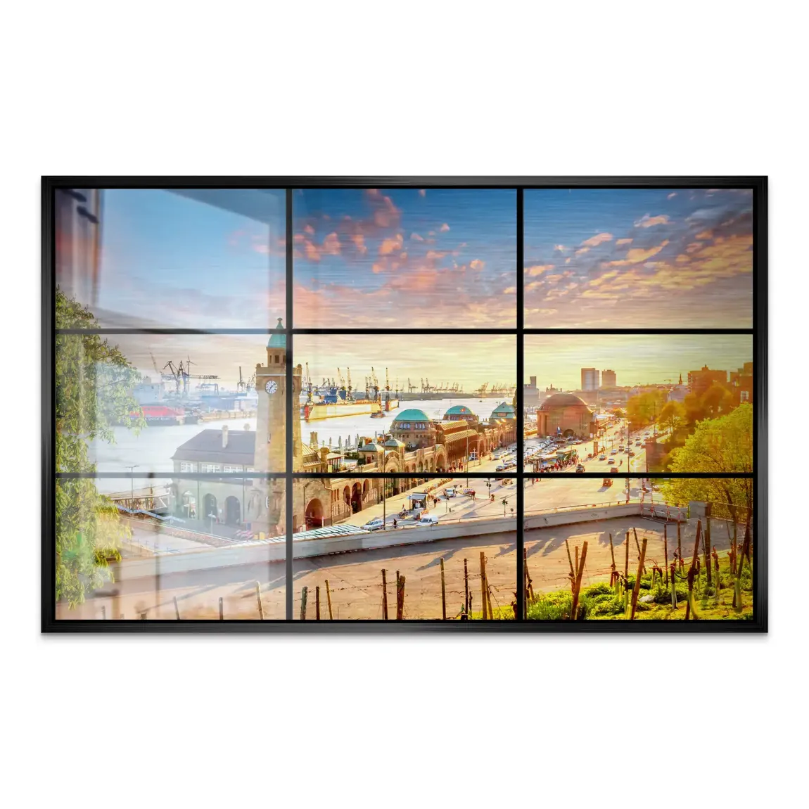 Hamburg Sunset View AluDibond Gebürstet