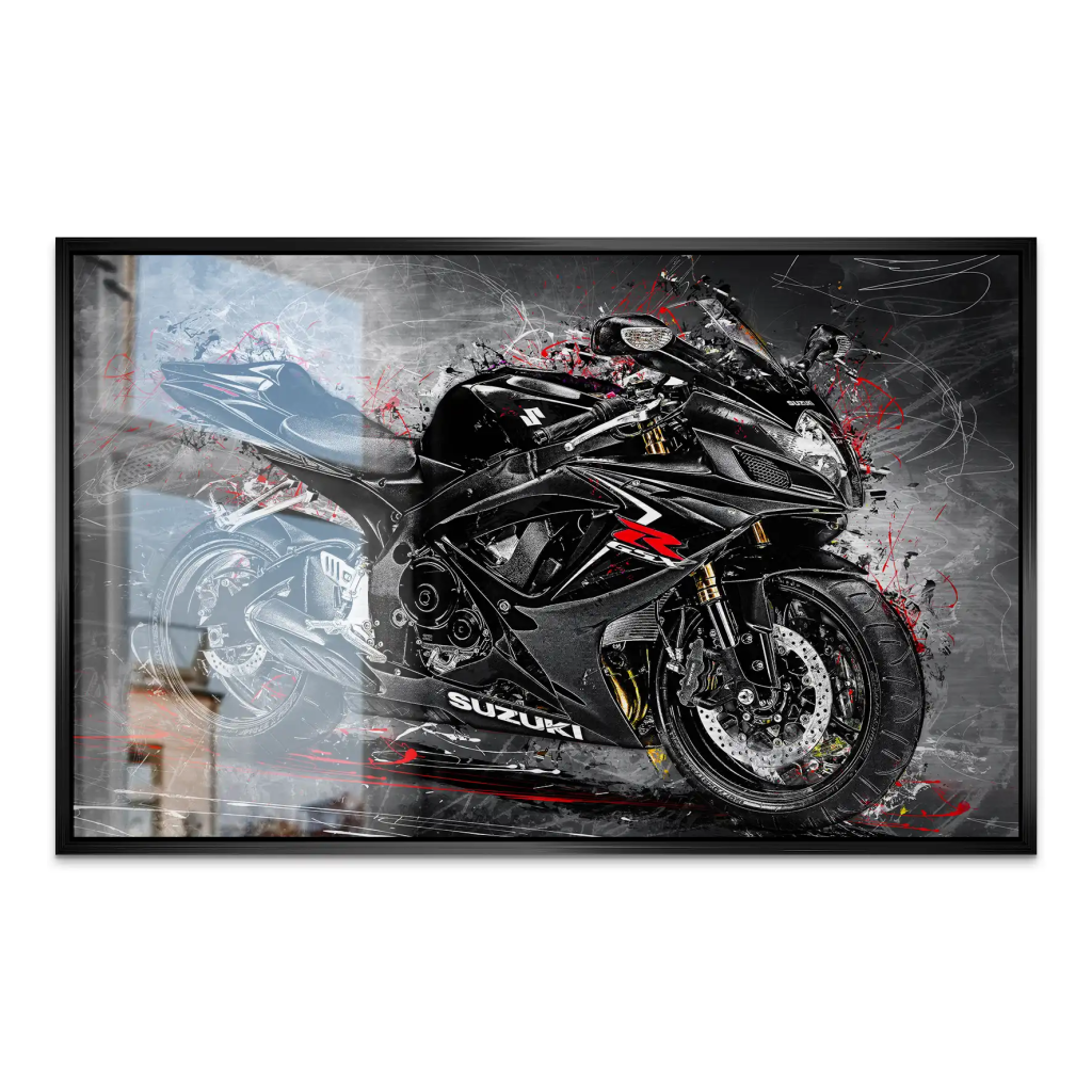 Suzuki GSXR 600 Abstrakt Black AluDibond Gebürstet INGALERIE