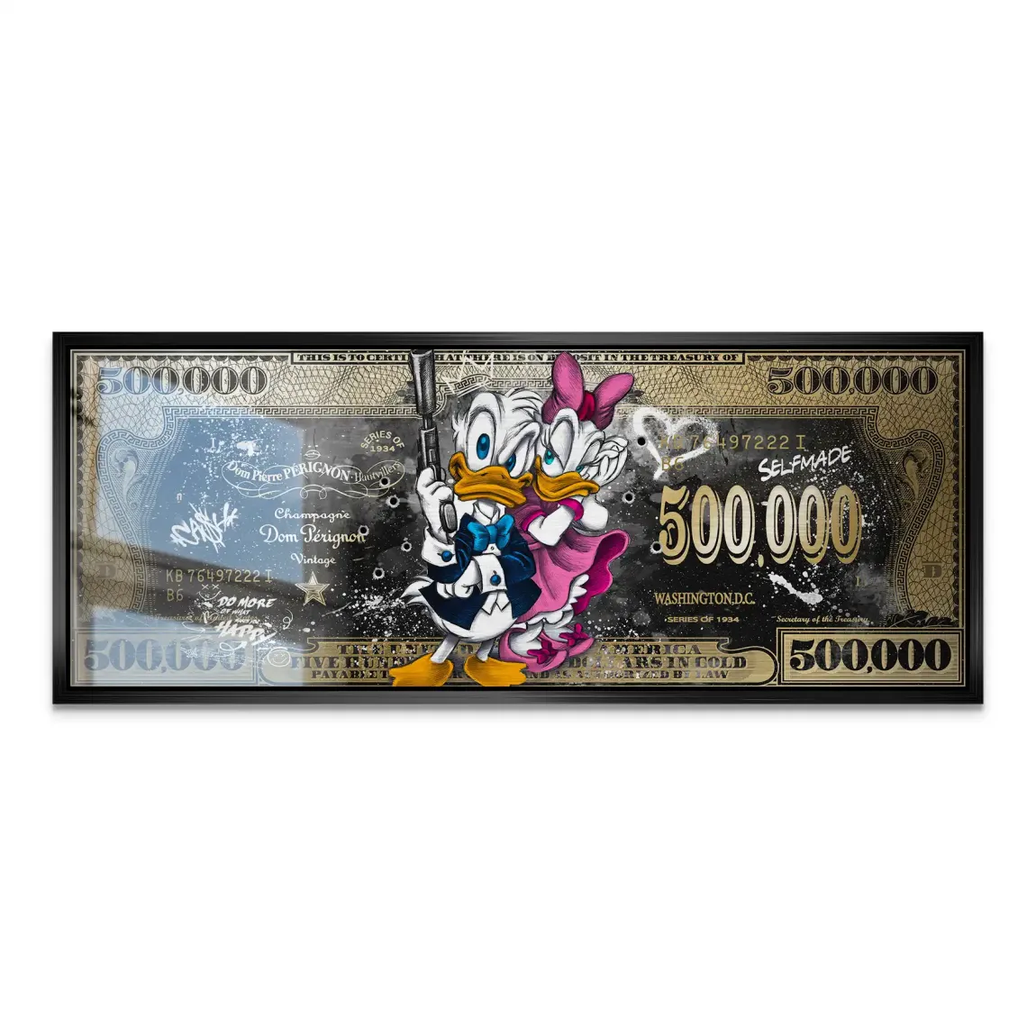 Donald & Daisy Duck Pop Art Dollar Alu Gebürstet Bild INGALERIE