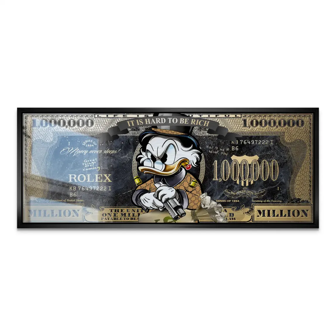 Dogobert Duck Cashed Out Pop Art Dollar Alu Gebürstet INGALERIE