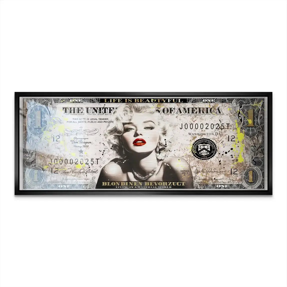 Marilyn Monroe Dollar Alu Dibond Gebürstet INGALERIE