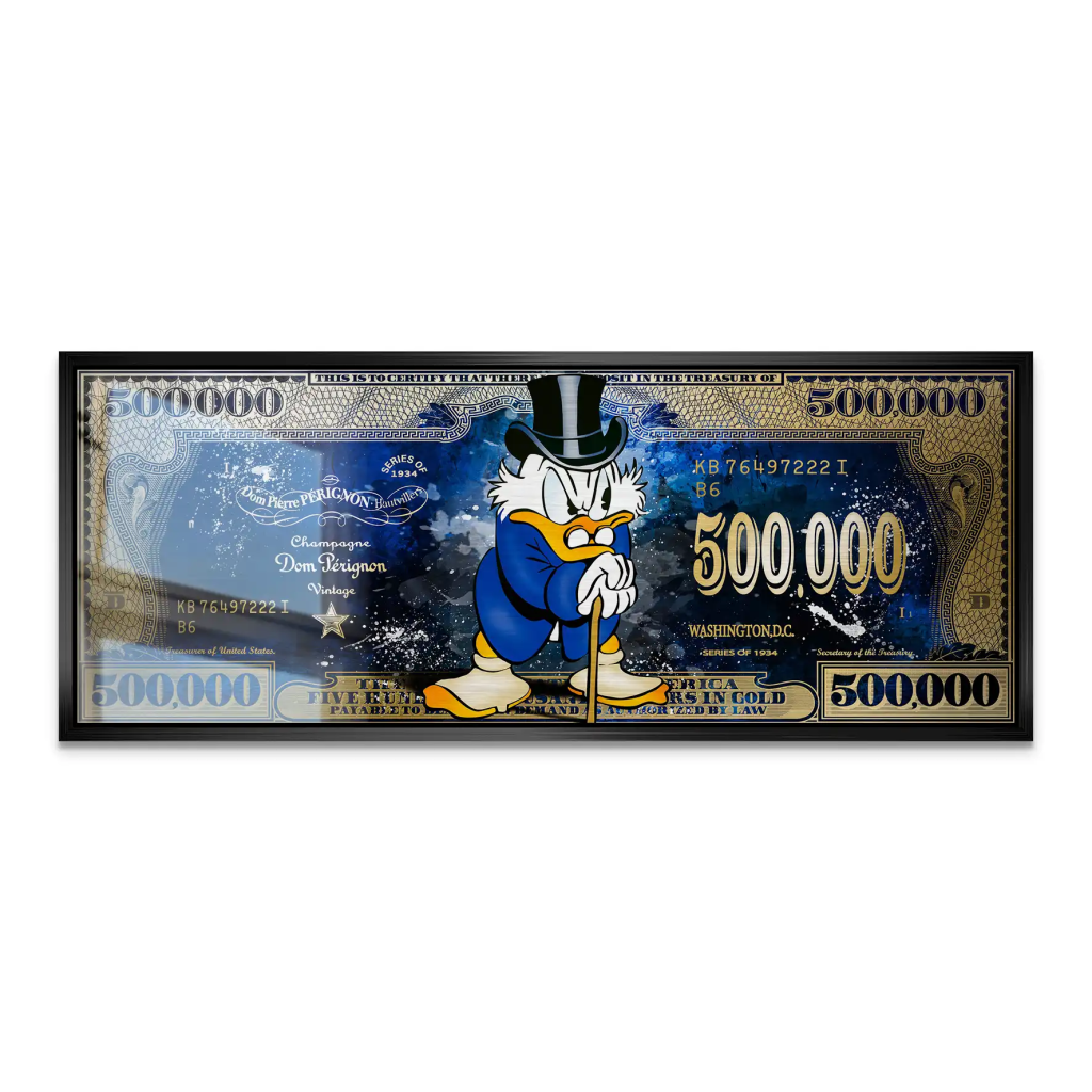 Dagobert Blue Scrooge Dollar AluDibond Gebürstet INGALERIE