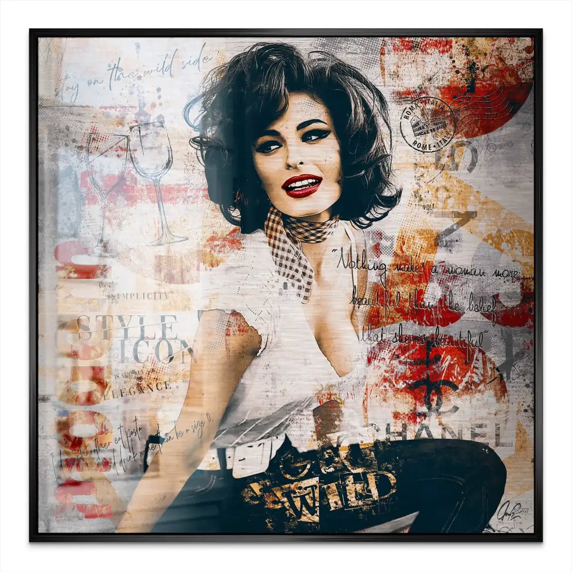 Sophia Loren Street Art Nr.2 Alu Gebürstet Bild INGALERIE