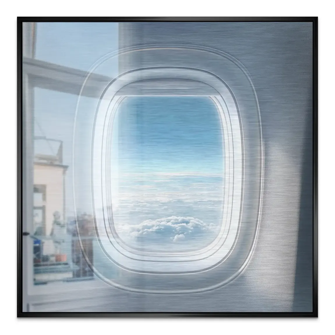Flugzeugfenster Horizont Aluminiumbild gebürstet