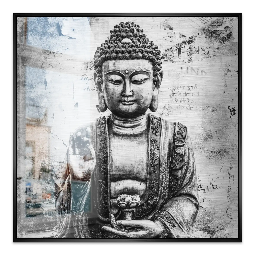 Buddha Abstrakt Black & White Alu Gebürstet Bild INGALERIE