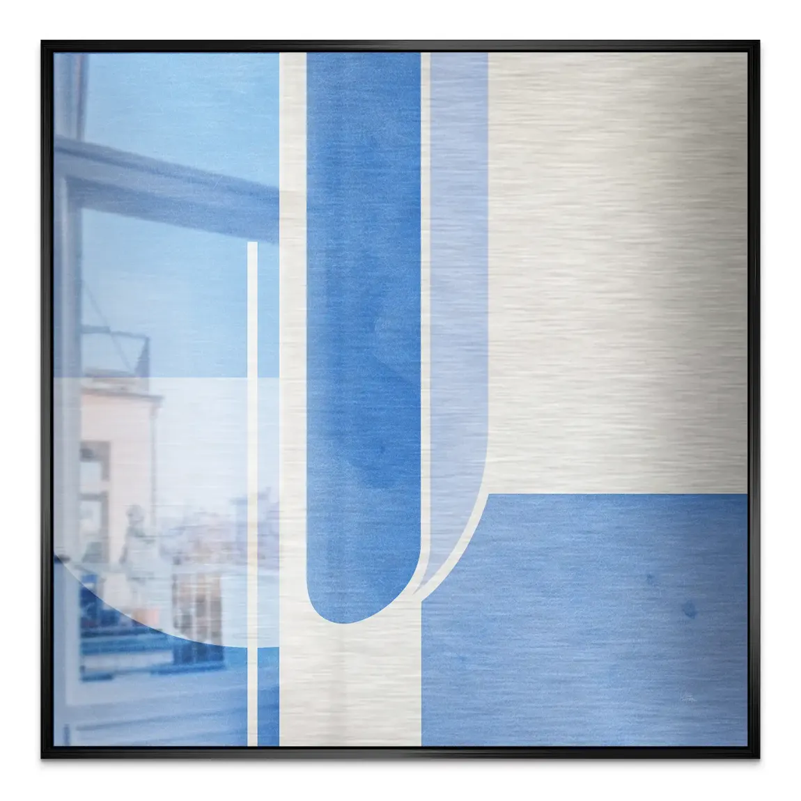 Blaue Geometrie Aluminiumbild gebürstet