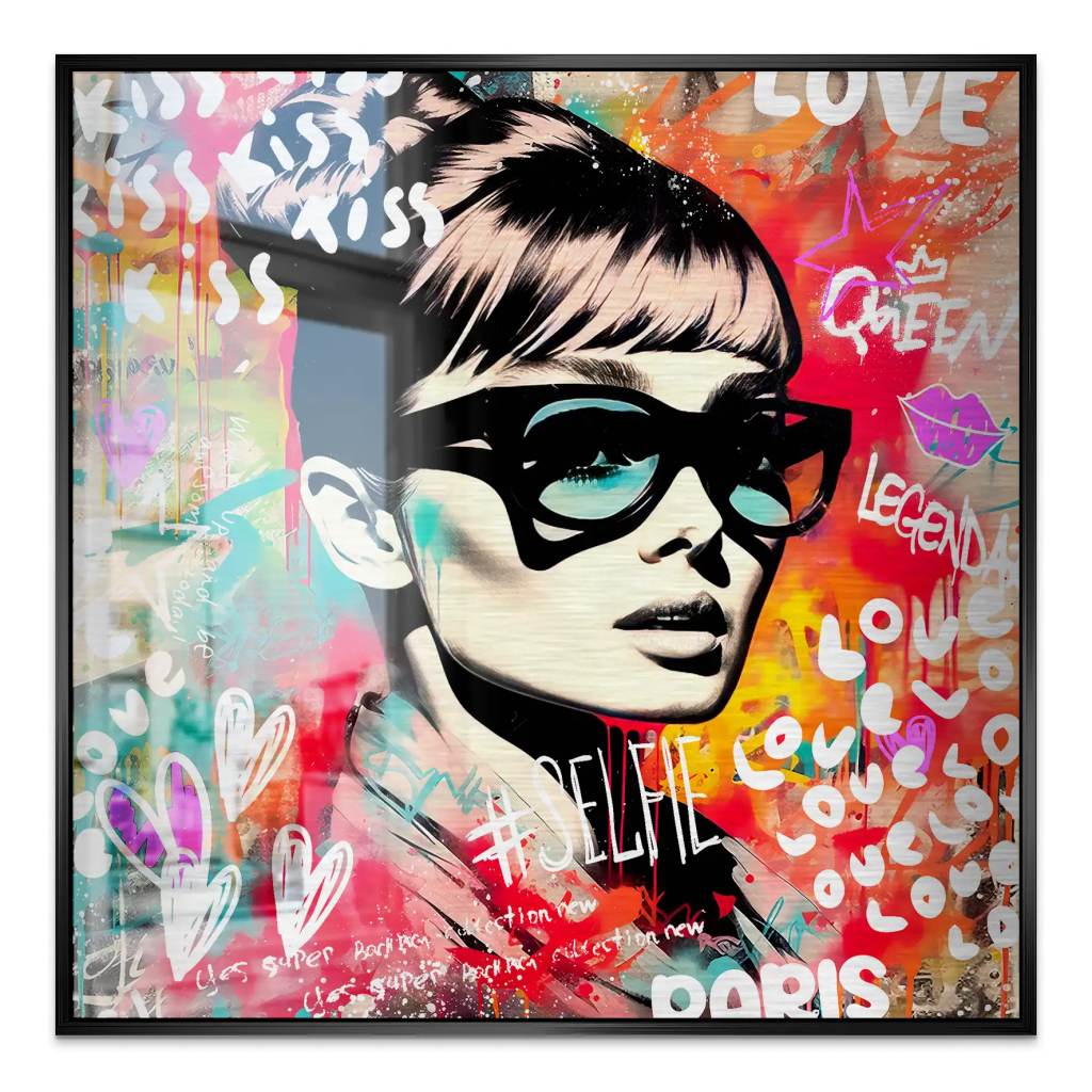 Audrey Hepburn Graffiti Alu Gebürstet Bild INGALERIE