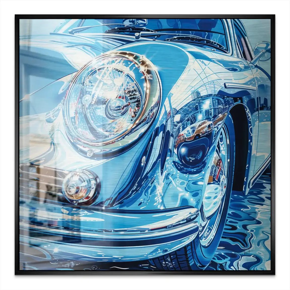 Porsche 356 Abstrakt Blue Nr.2 Alu Gebürstet INGALERIE