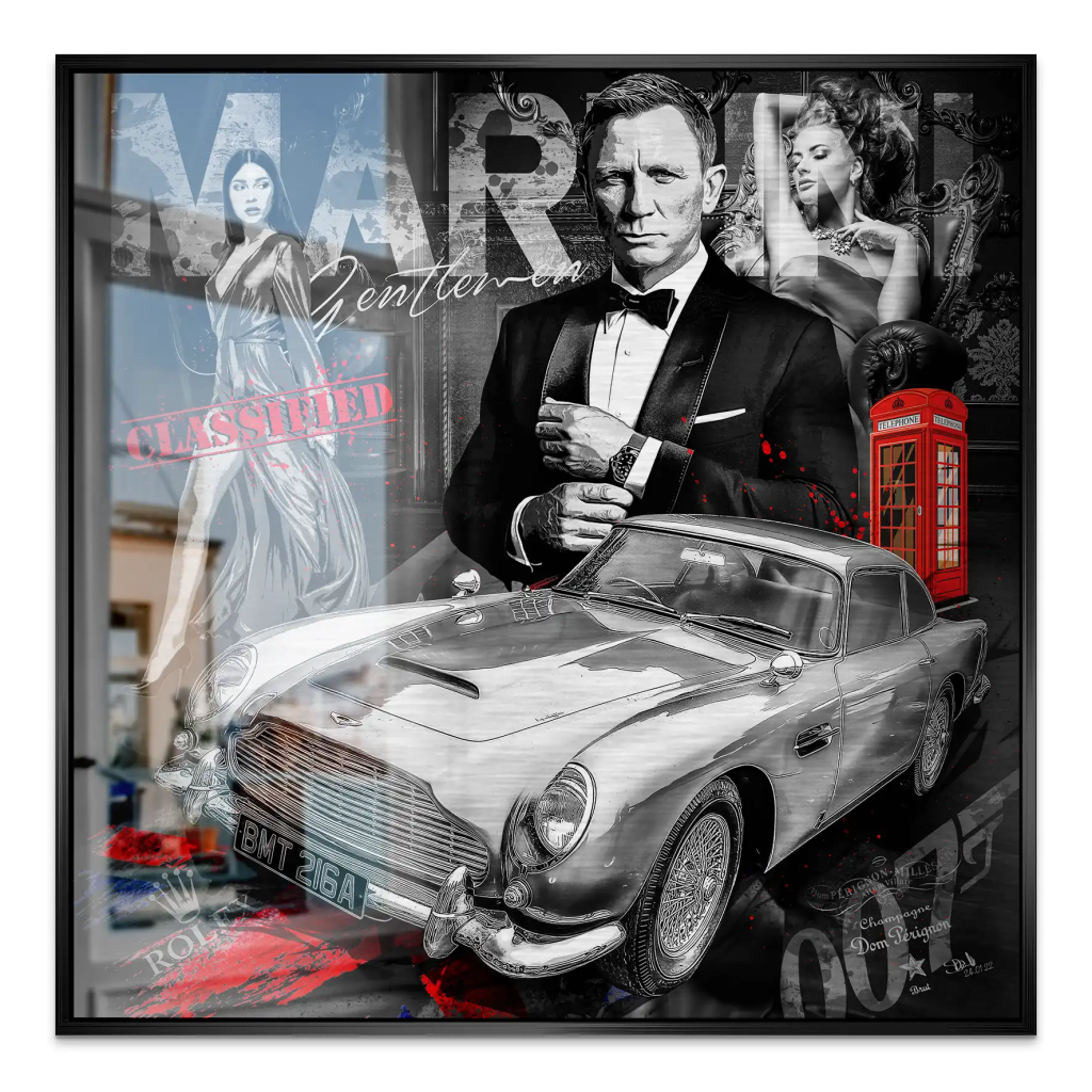 James Bond Black Style Alu Gebürstet Bild INGALERIE