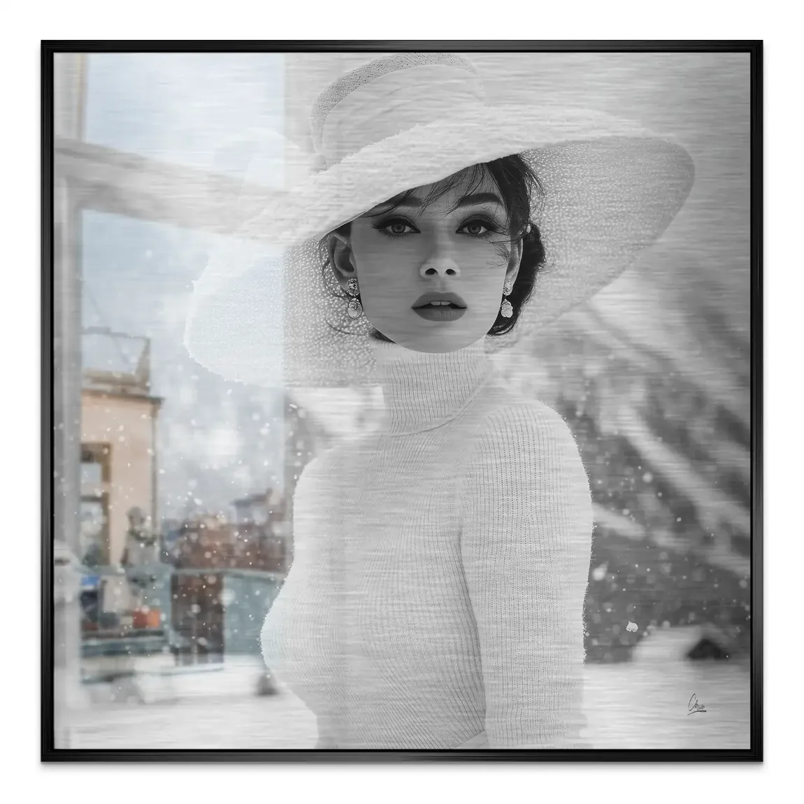 Audrey Hepburn Aspen Portrait Alu Gebürstet Bild