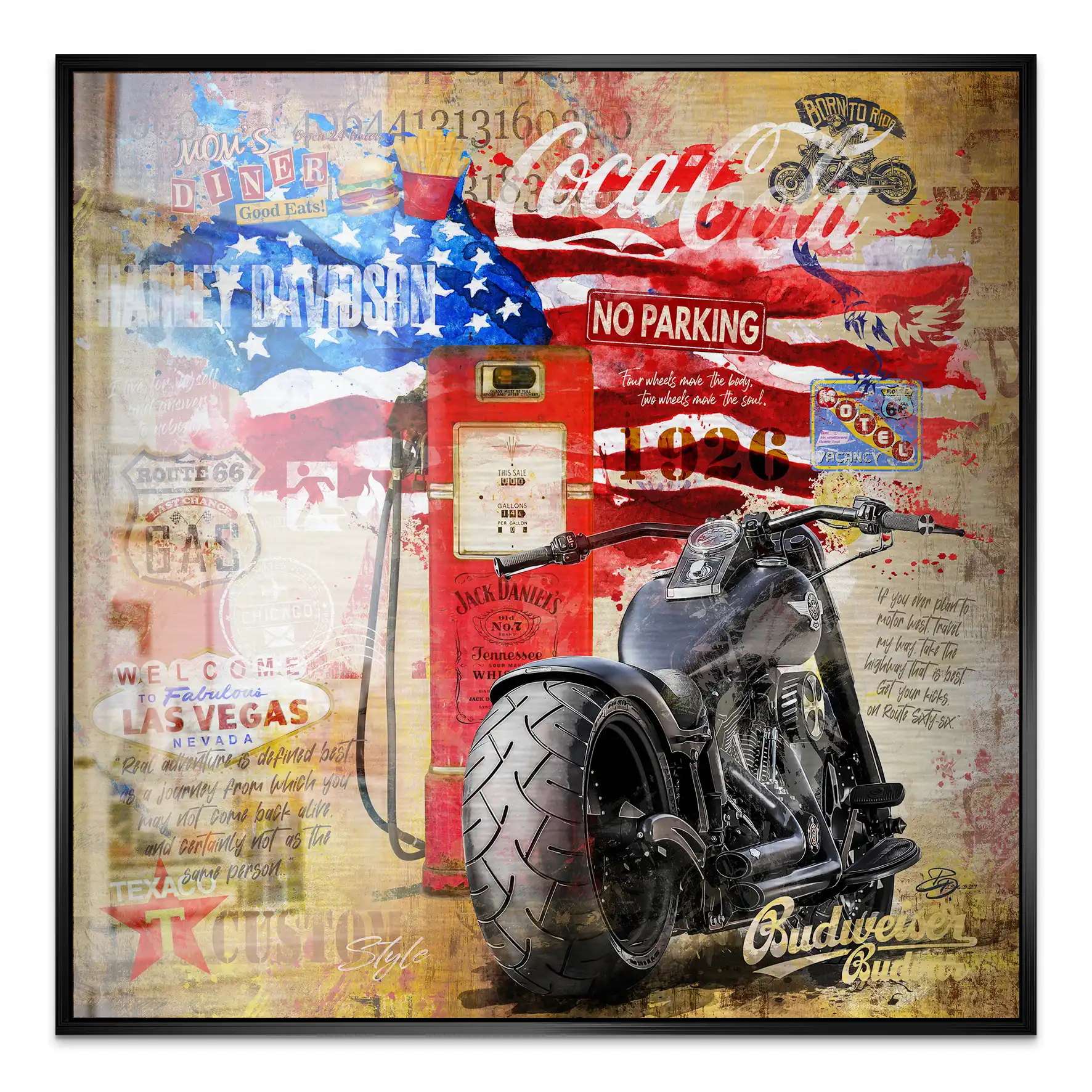 Harley USA Pop Art Alu Gebürstet INGALERIE