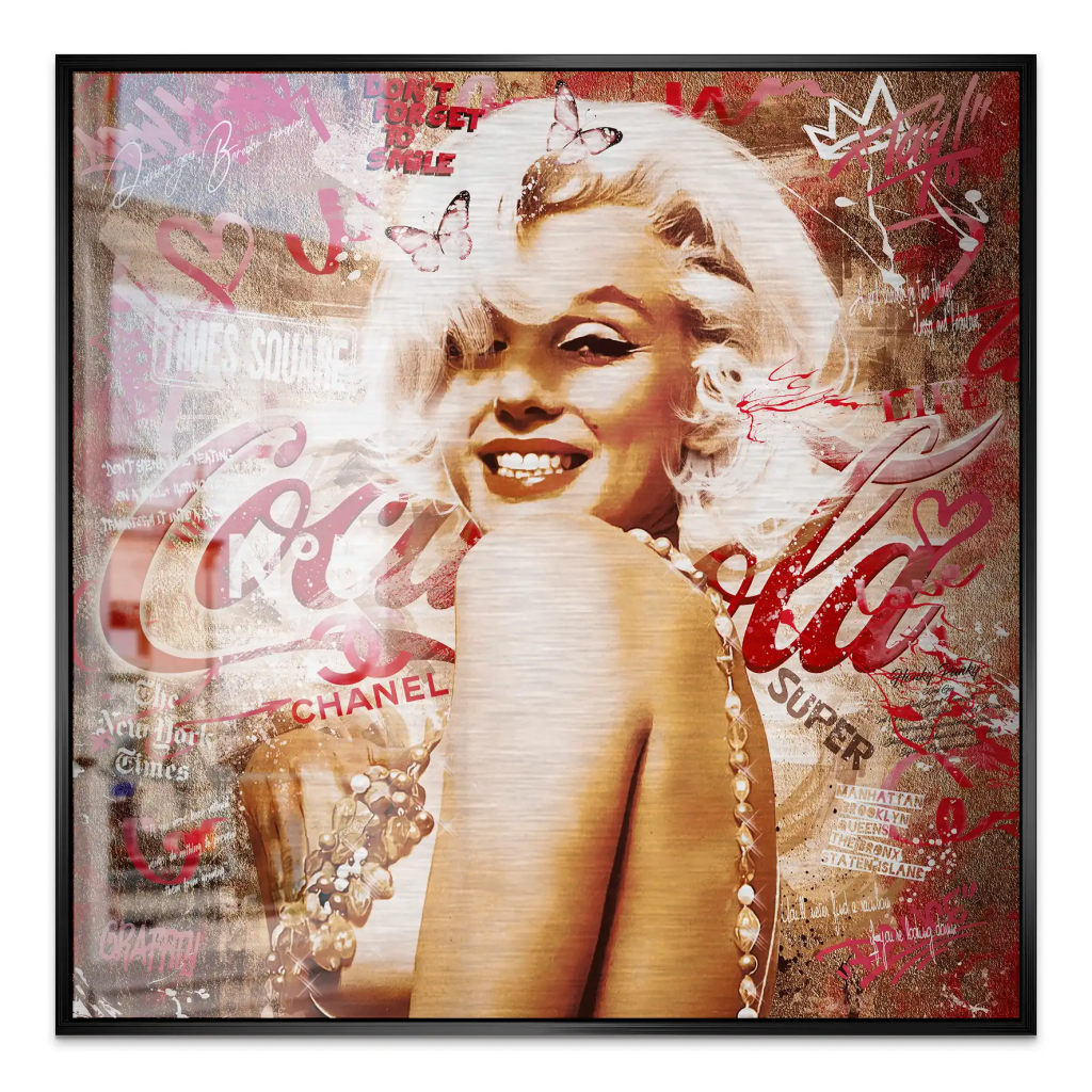 Marilyn Monroe Graffiti Retro Style Alu Gebürstet Bild INGALERIE