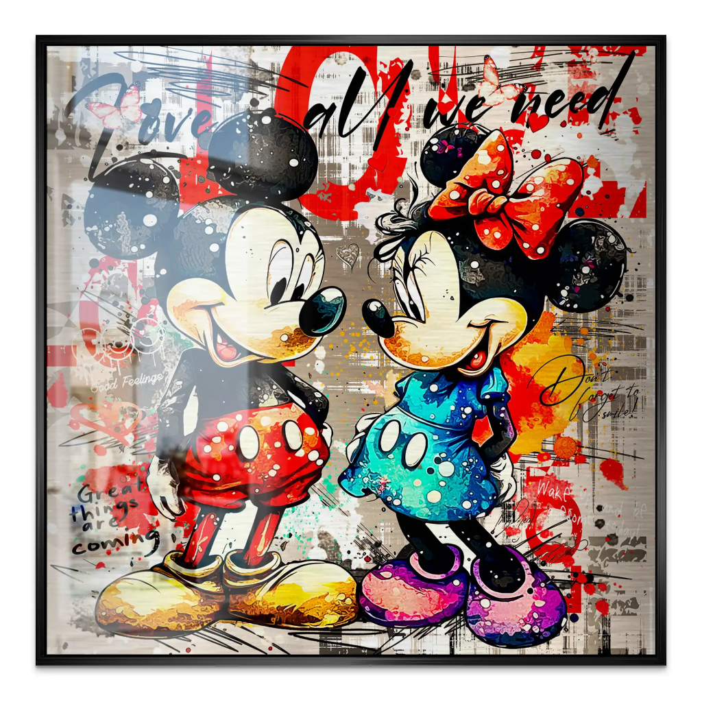 Micky Minnie Love Retro Alu Gebürstet INGALERIE