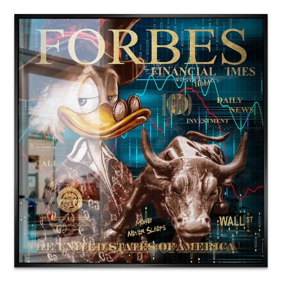 Dagobert Duck Wallstreet Alu Gebürstet Bild