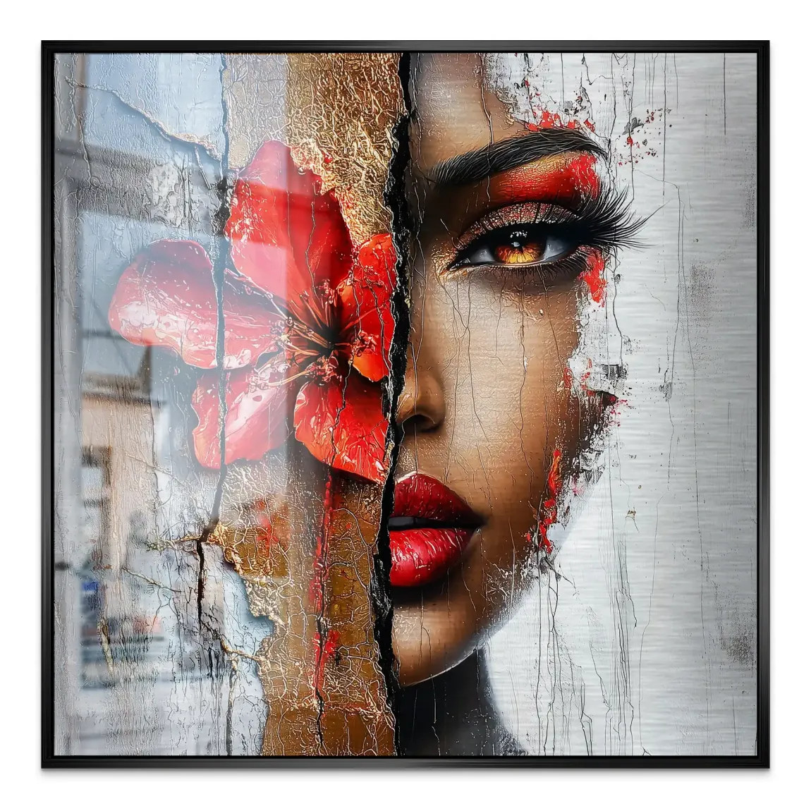 Red Blossom Beauty Alu Gebürstet Bild INGALERIE