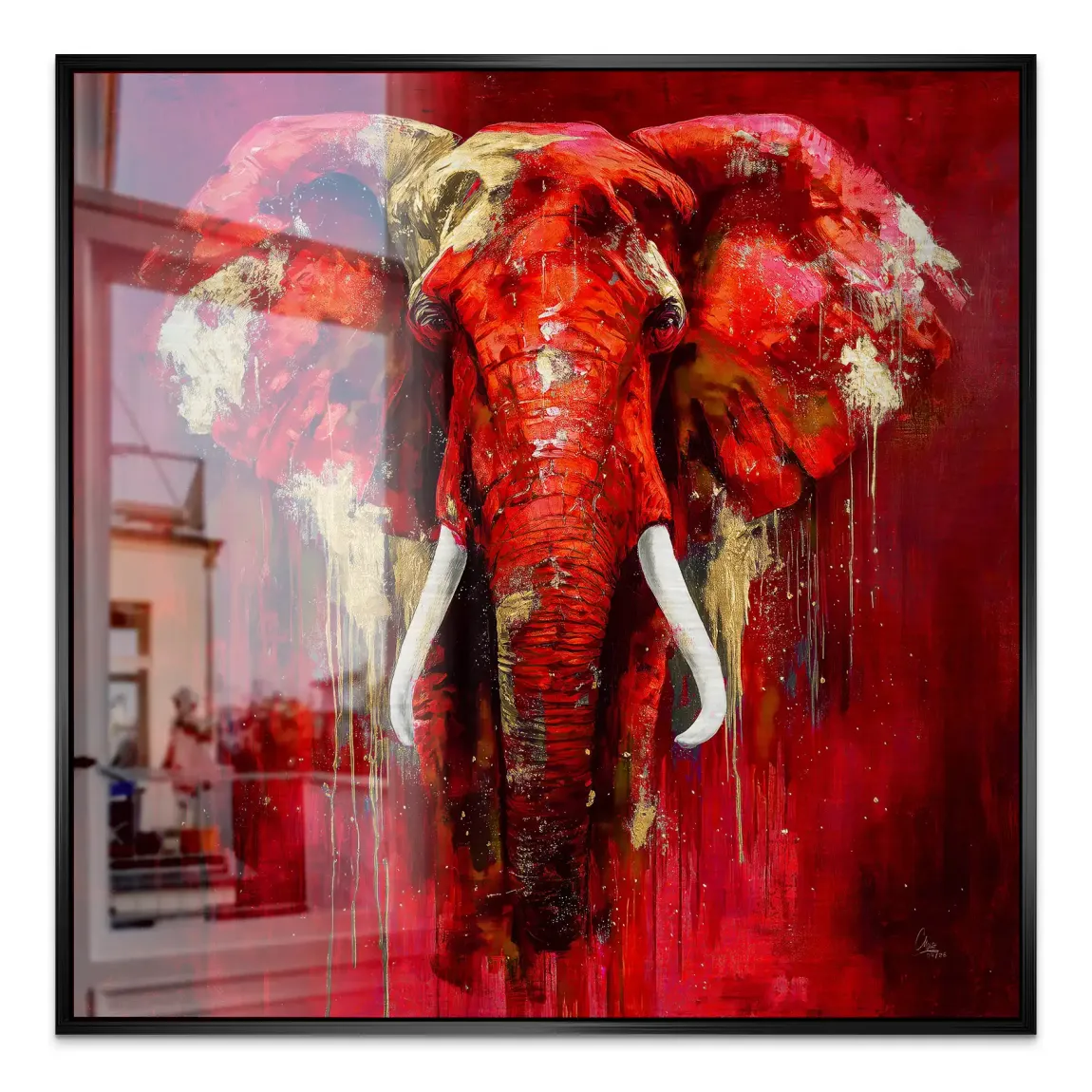 Roter Elefant Aluminiumbild gebürstet