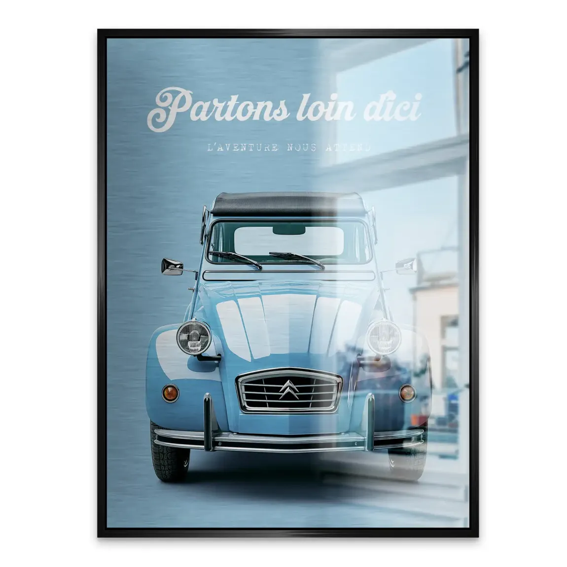 Citroen 2CV Bleu Aluminiumbild gebürstet