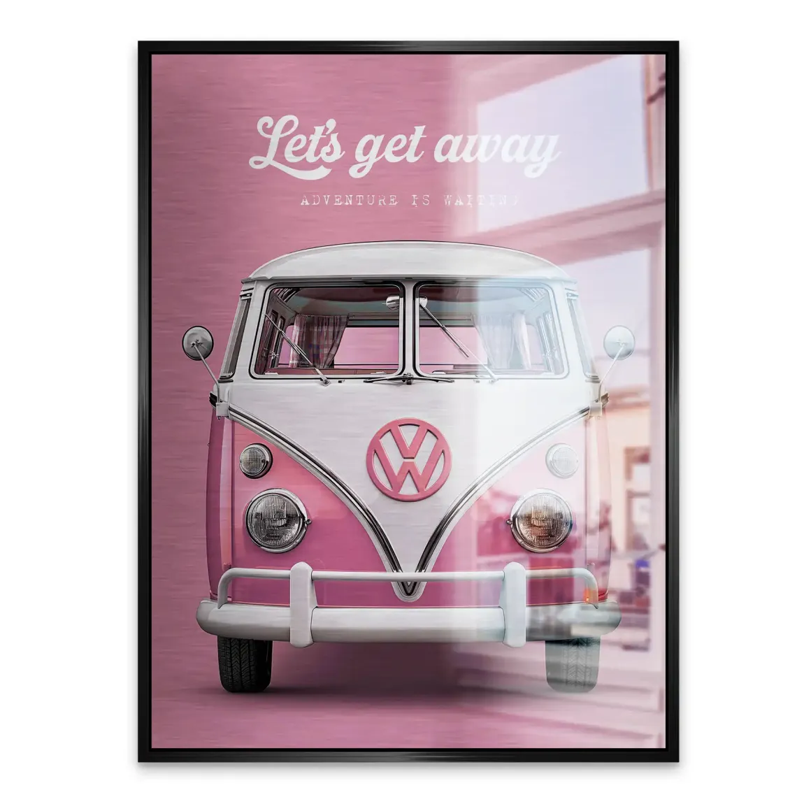 Pink VW Bulli Aluminiumbild gebürstet