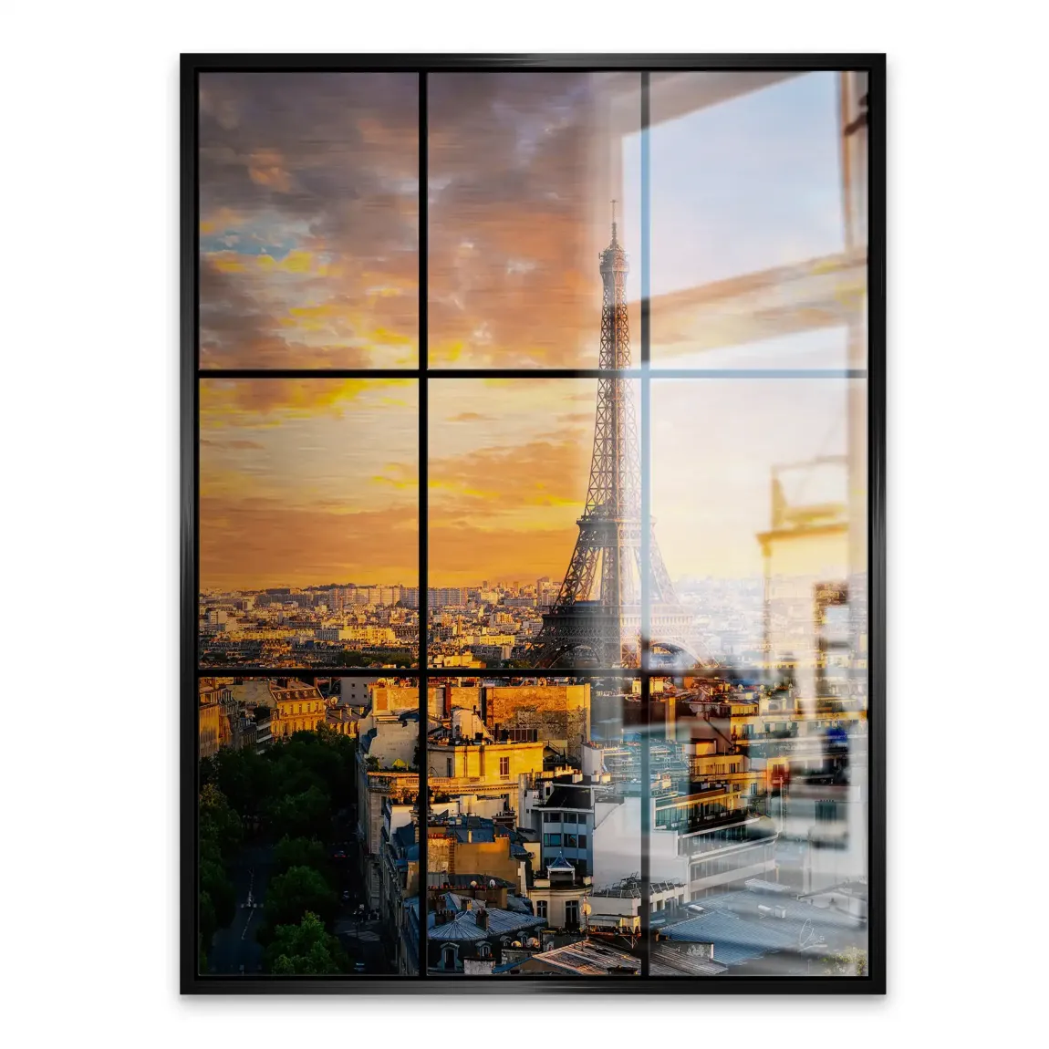 Sunset View Paris Alu Gebürstet Bild