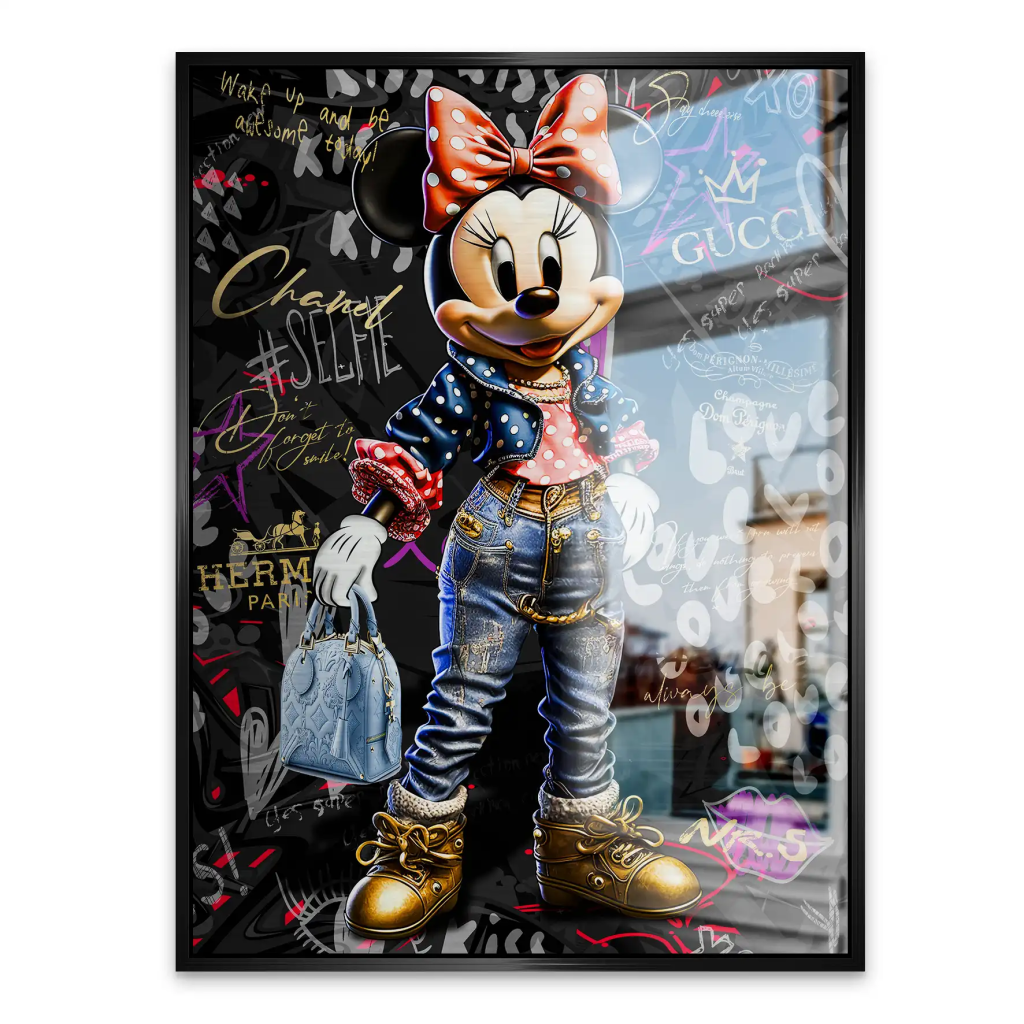 Minnie Maus Street Art Style Style Alu Gebürstet INGALERIE