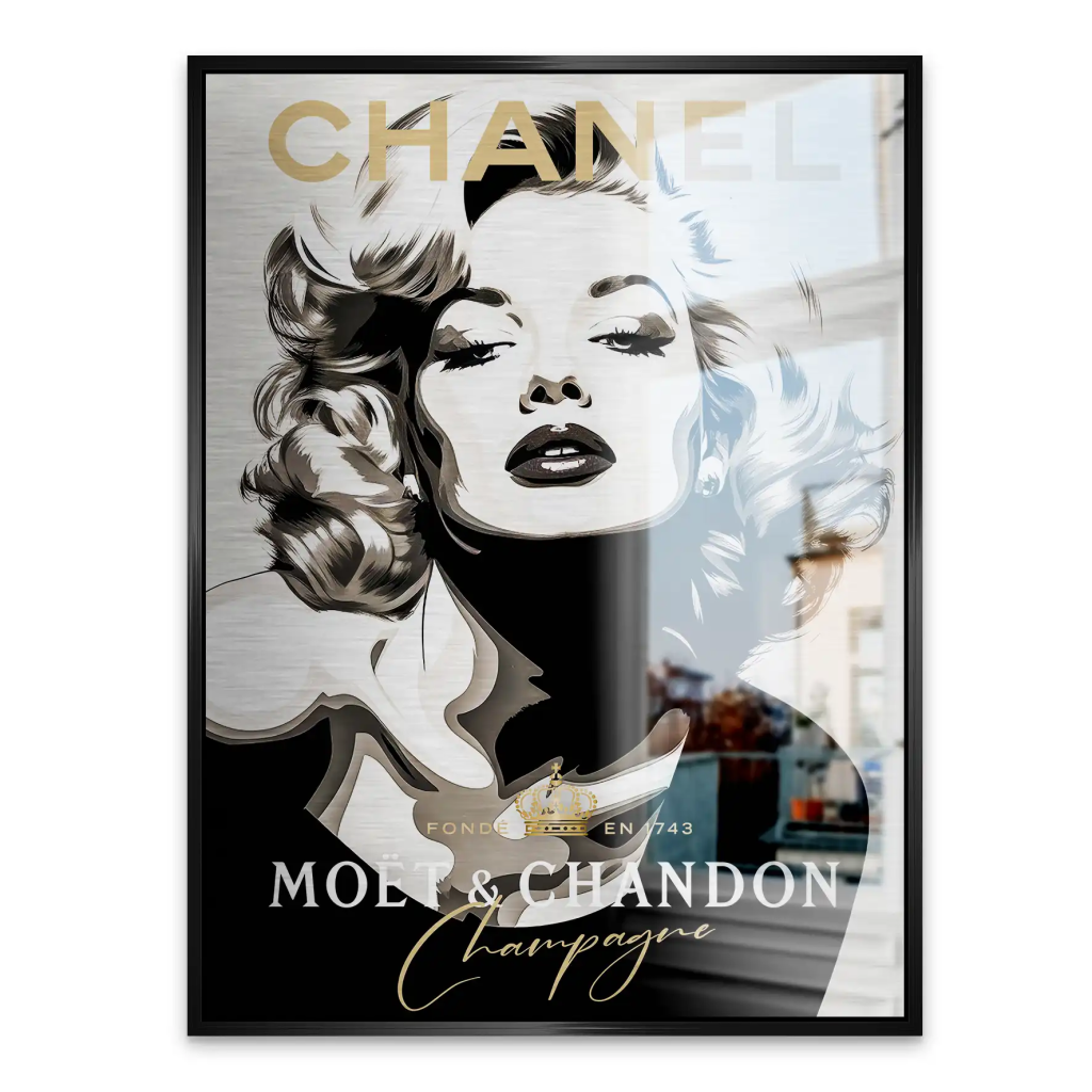 Marilyn Monroe Champagner Pop Art Aludibond Brush Bild INGALERIE