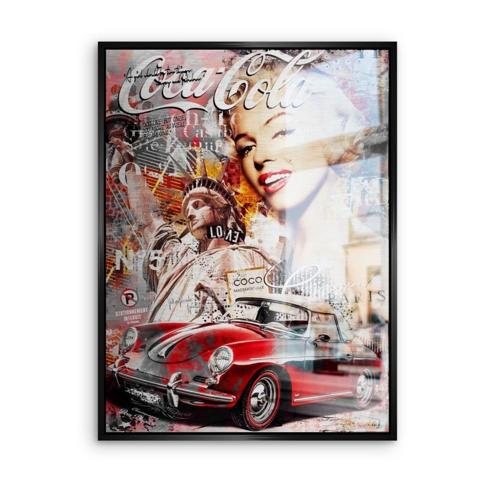 Marilyn Monroe Porsche Pop Art Aludibond Brush Bild INGALERIE