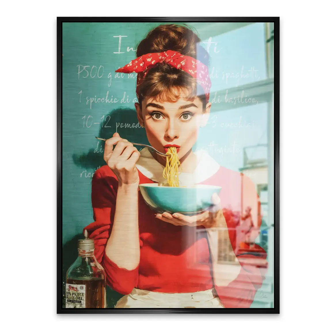 Audrey Hepburn Pasta Moments Alu Gebürstet Bild