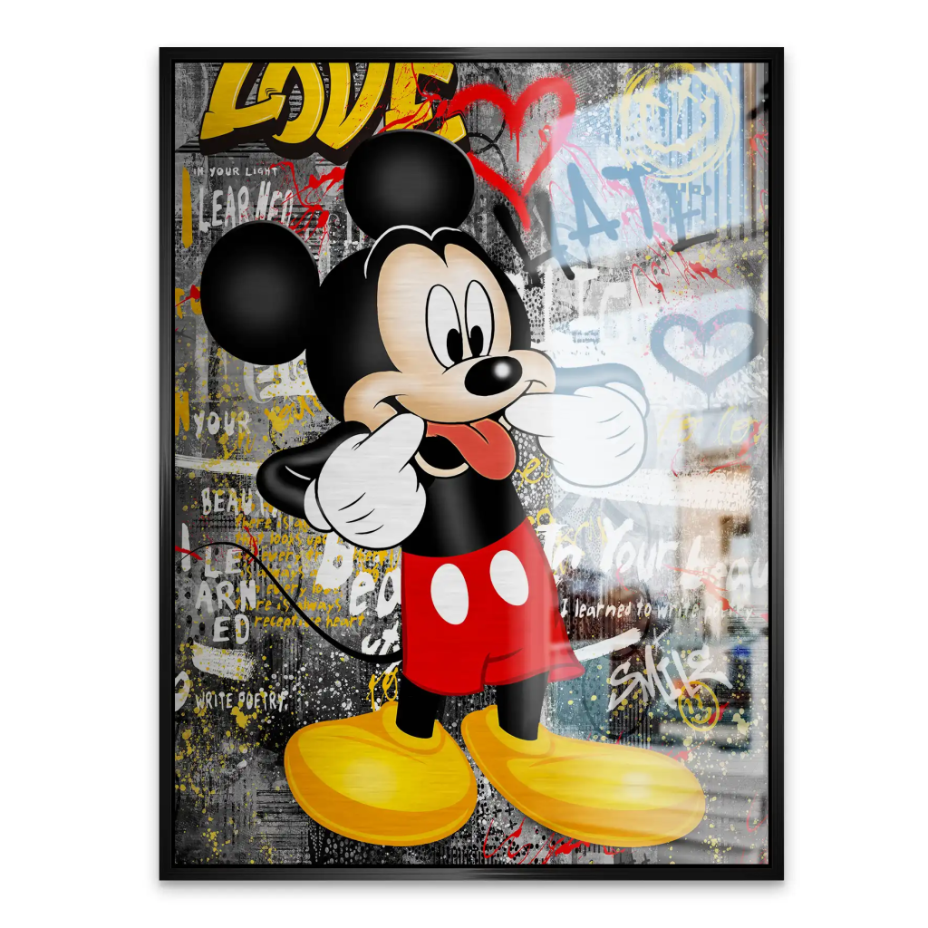 Micky Love and Hate Pop Art Alu Gebürstet INGALERIE