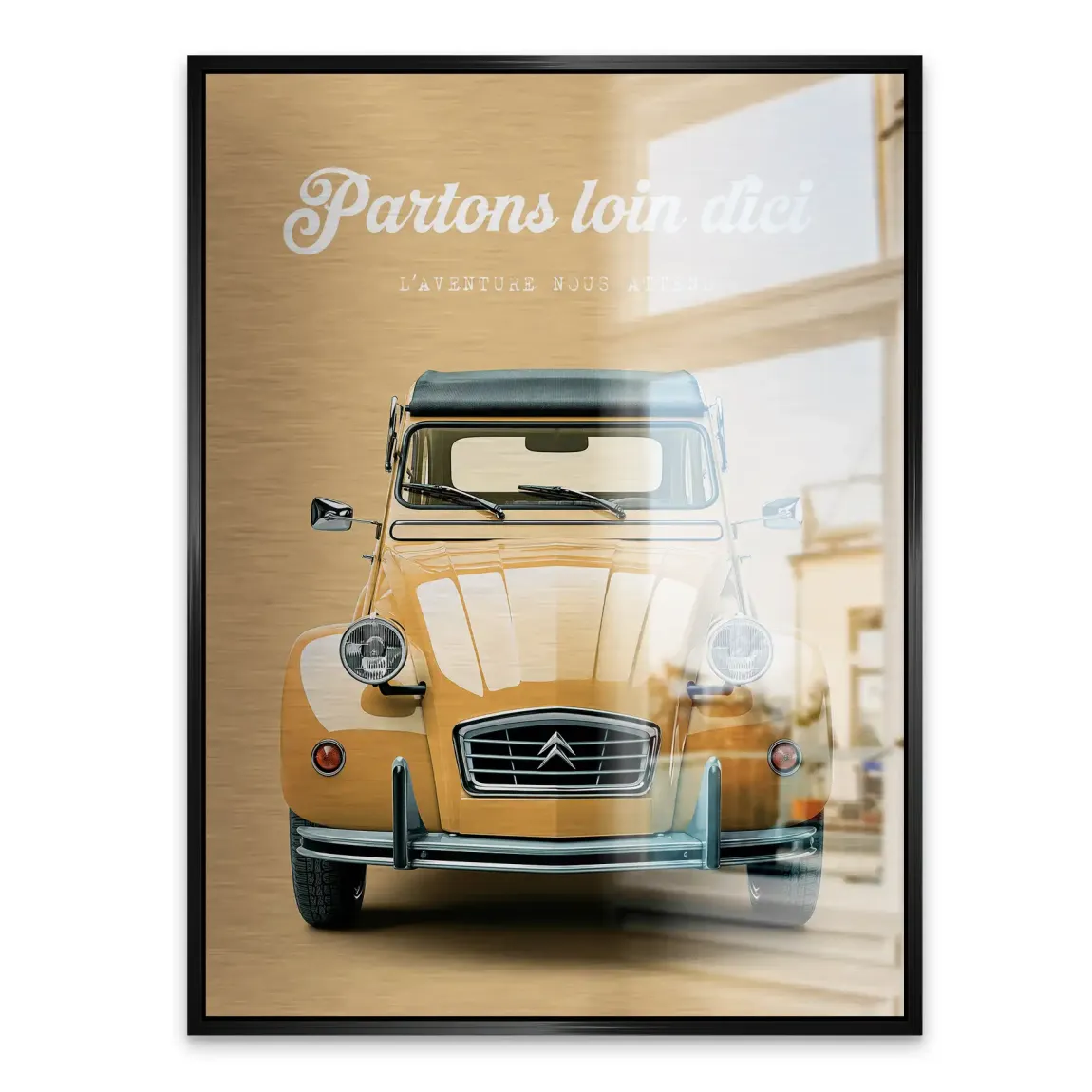 Citroen 2CV Voyage Aluminiumbild gebürstet