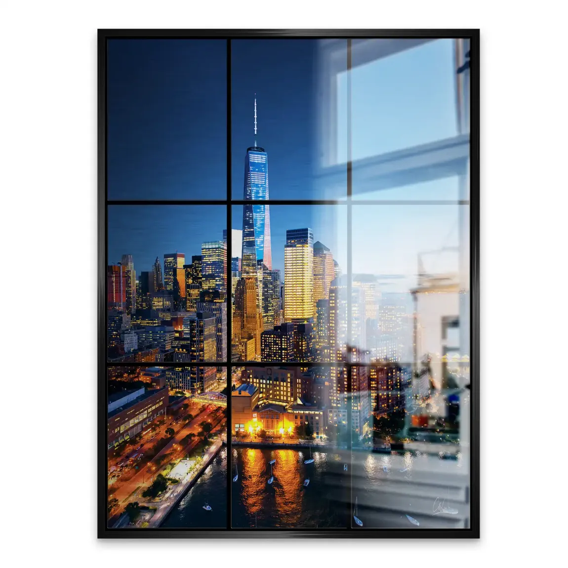 Skyline Lights New York Alu Gebürstet Bild