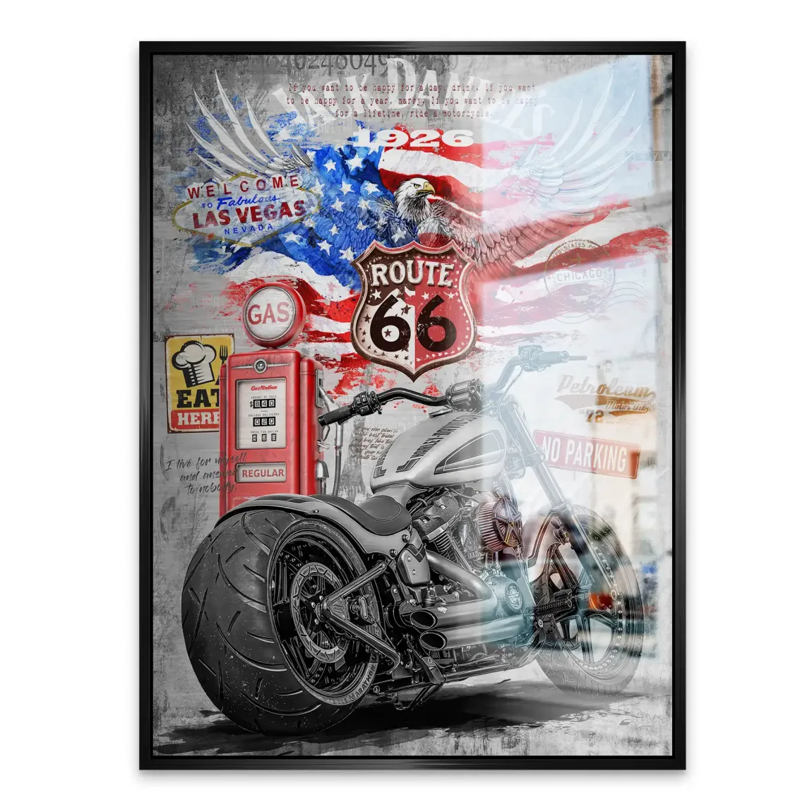 Harley Road Pop Art Alu Gebürstet Bild